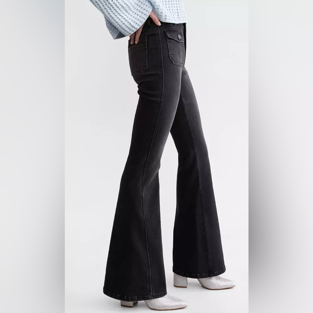 NWT Buckle Flying Monkey REAFFIRM Charcoal High Rise Flare Jeans 26x32 (26R)